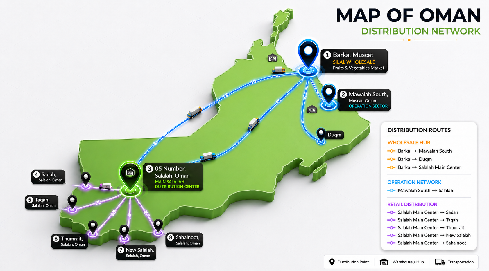 Dallah Fresh Distribution Network Map